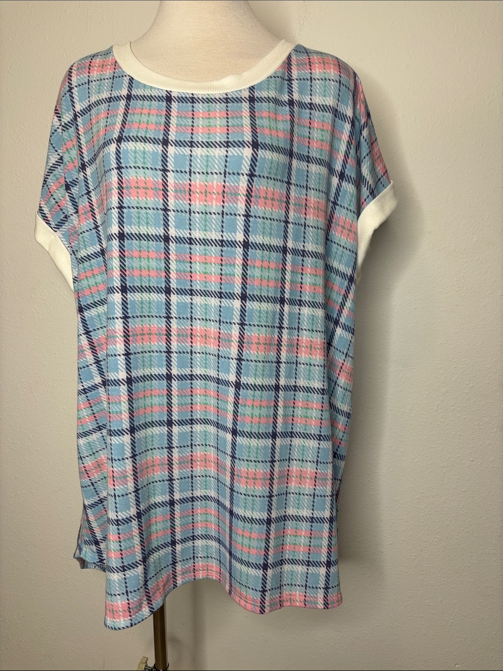 Sew In Love Pastel Plaid Tunic in Light Blue and Pink